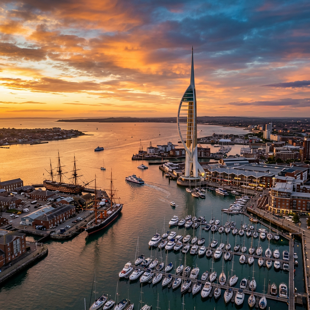 Plymouth harbour at sunset